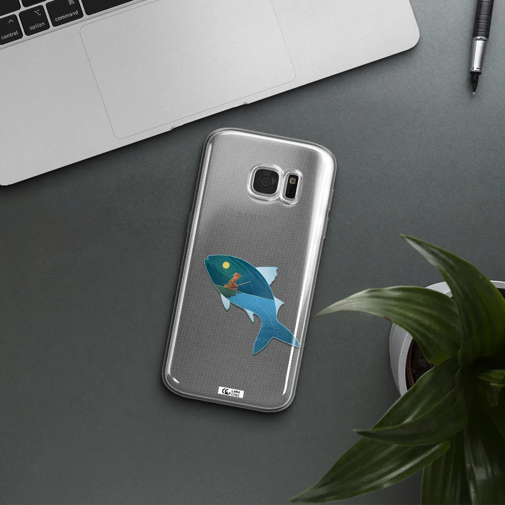 a fish with a man fishing Samsung S 7 Clear TPU Case