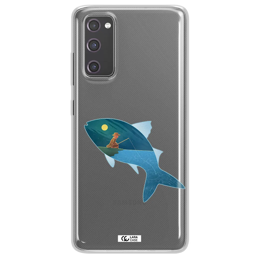 a fish with a man fishing Samsung S20 Fe Clear TPU Case