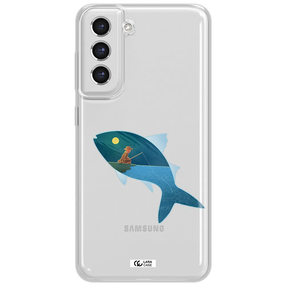 A Fish With A Man Fishing Samsung S21 Fe Clear Tpu Case
