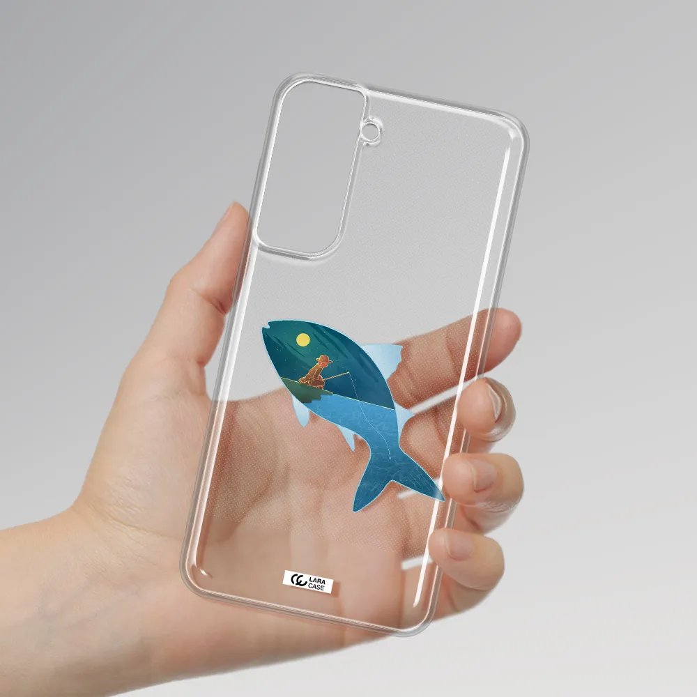 A Fish With A Man Fishing Samsung S21 Fe Clear Tpu Case