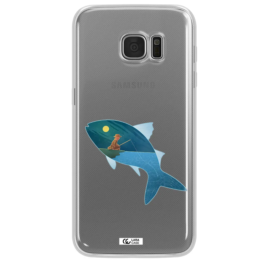 a fish with a man fishing Samsung S7 Edge Clear TPU Case