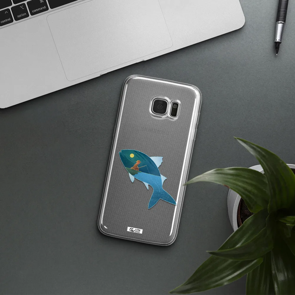 a fish with a man fishing Samsung S7 Edge Clear TPU Case