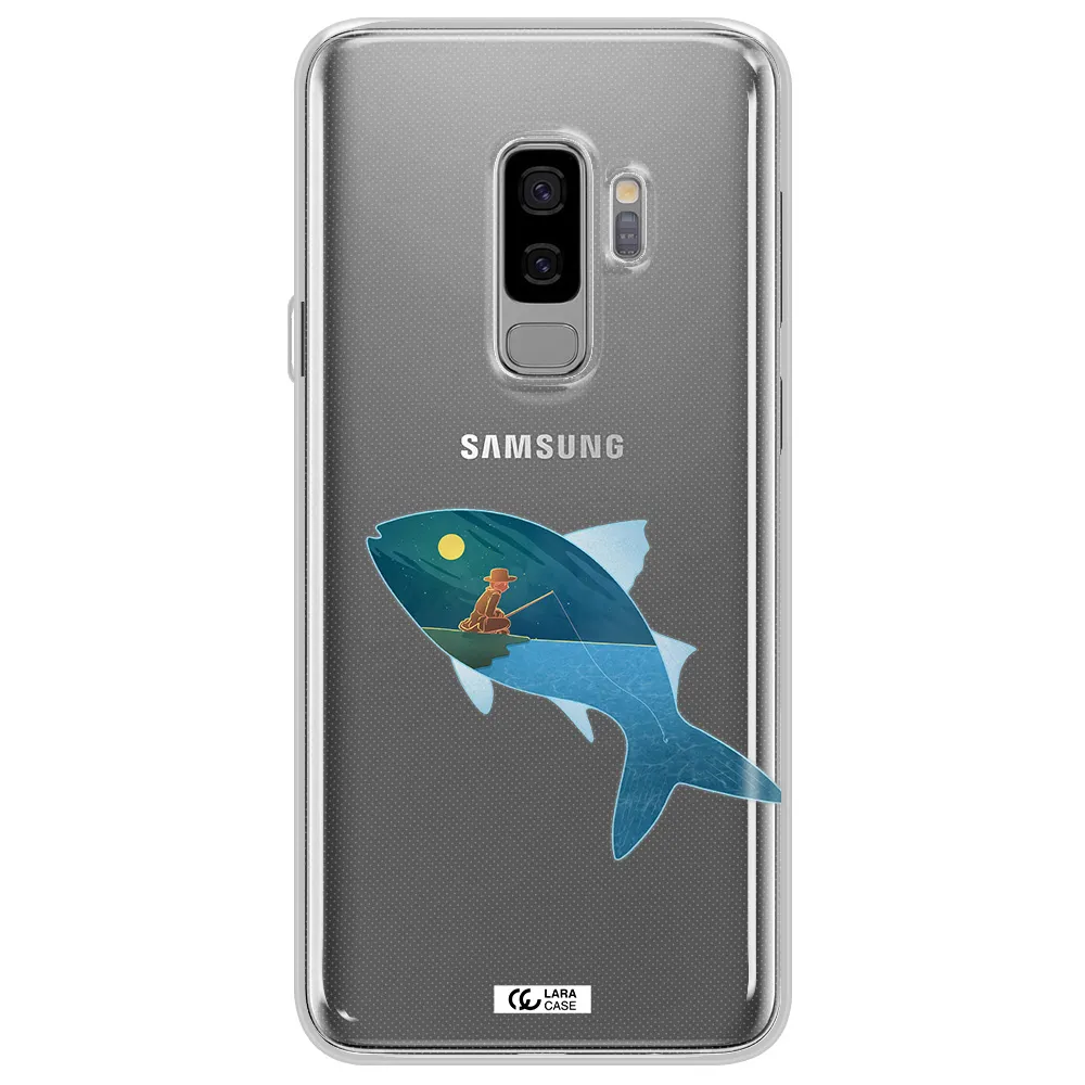a fish with a man fishing Samsung S9 Plus Clear TPU Case