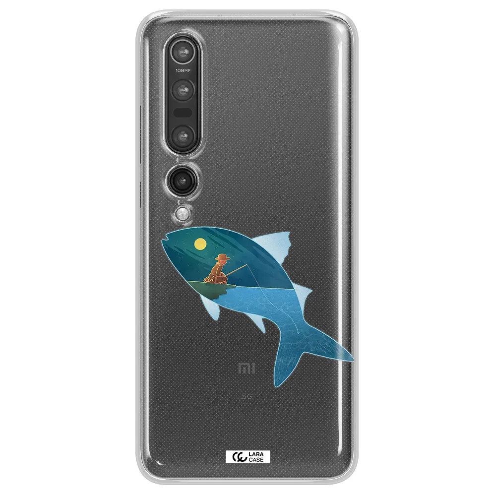 a fish with a man fishing Xiaomi Mi 10 Pro Clear TPU Case