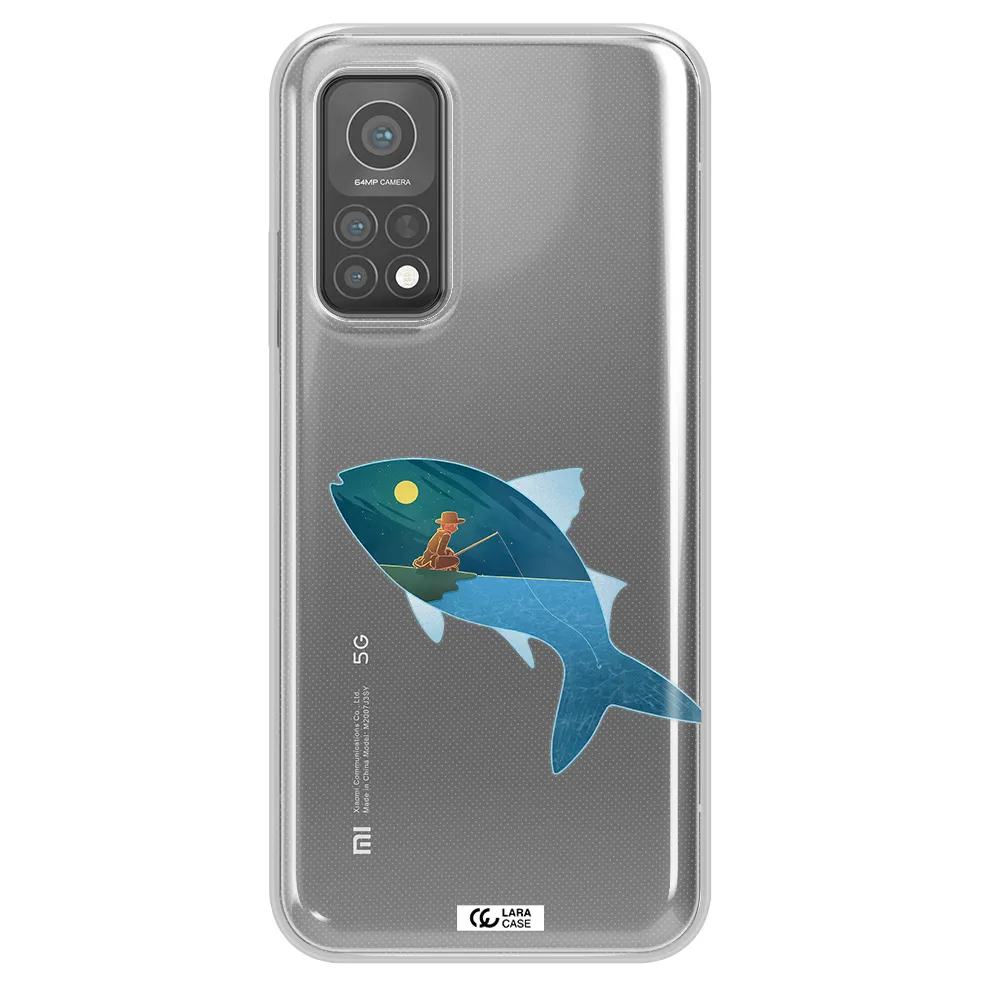 a fish with a man fishing Xiaomi Mi 10 T Pro Clear TPU Case