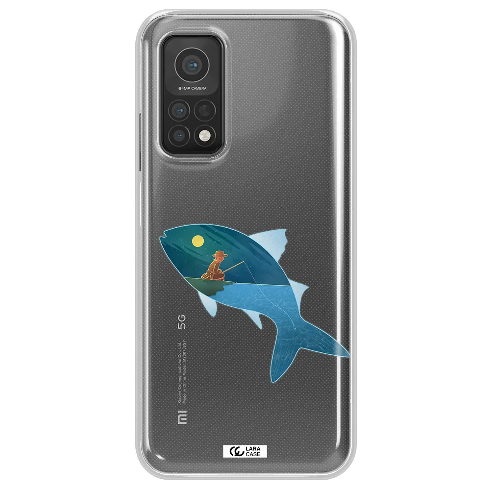 a fish with a man fishing Xiaomi Mi 10T Clear TPU Case