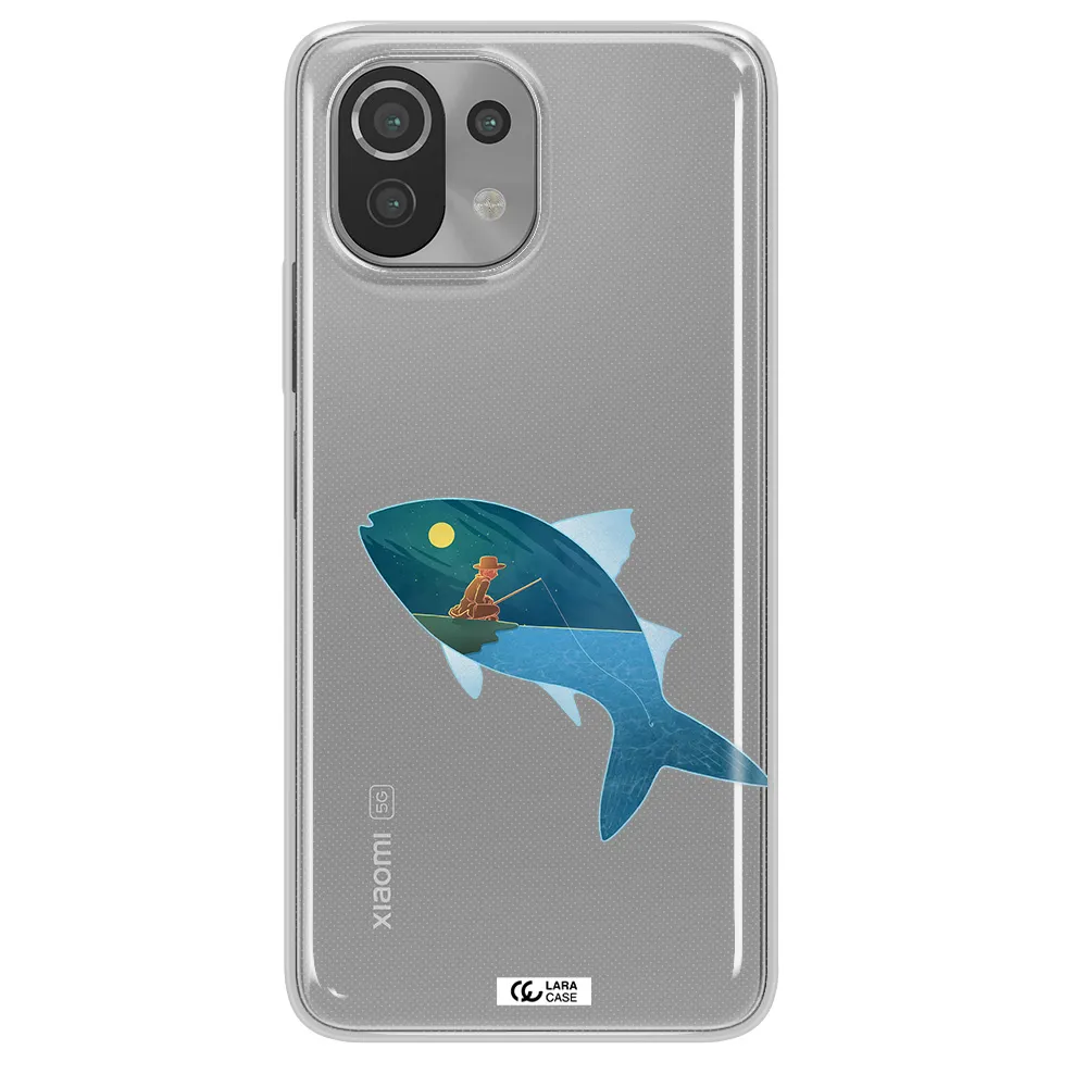 a fish with a man fishing Xiaomi Mi 11 Lite Clear TPU Case