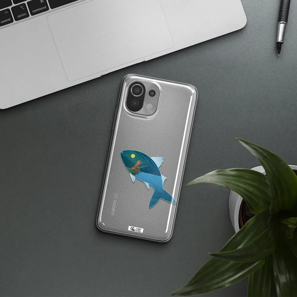 a fish with a man fishing Xiaomi Mi 11 Lite Clear TPU Case