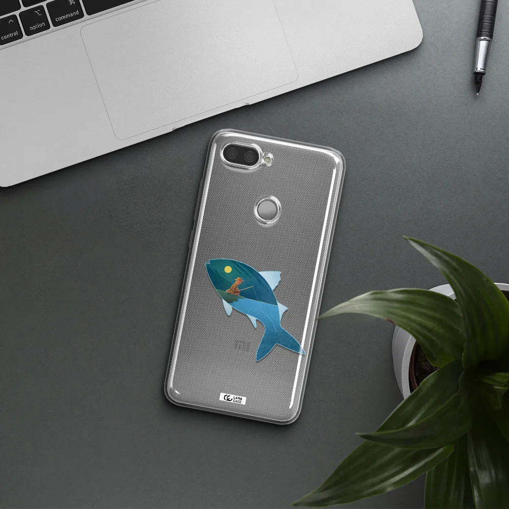 a fish with a man fishing Xiaomi Mi 8 Lite Clear TPU Case