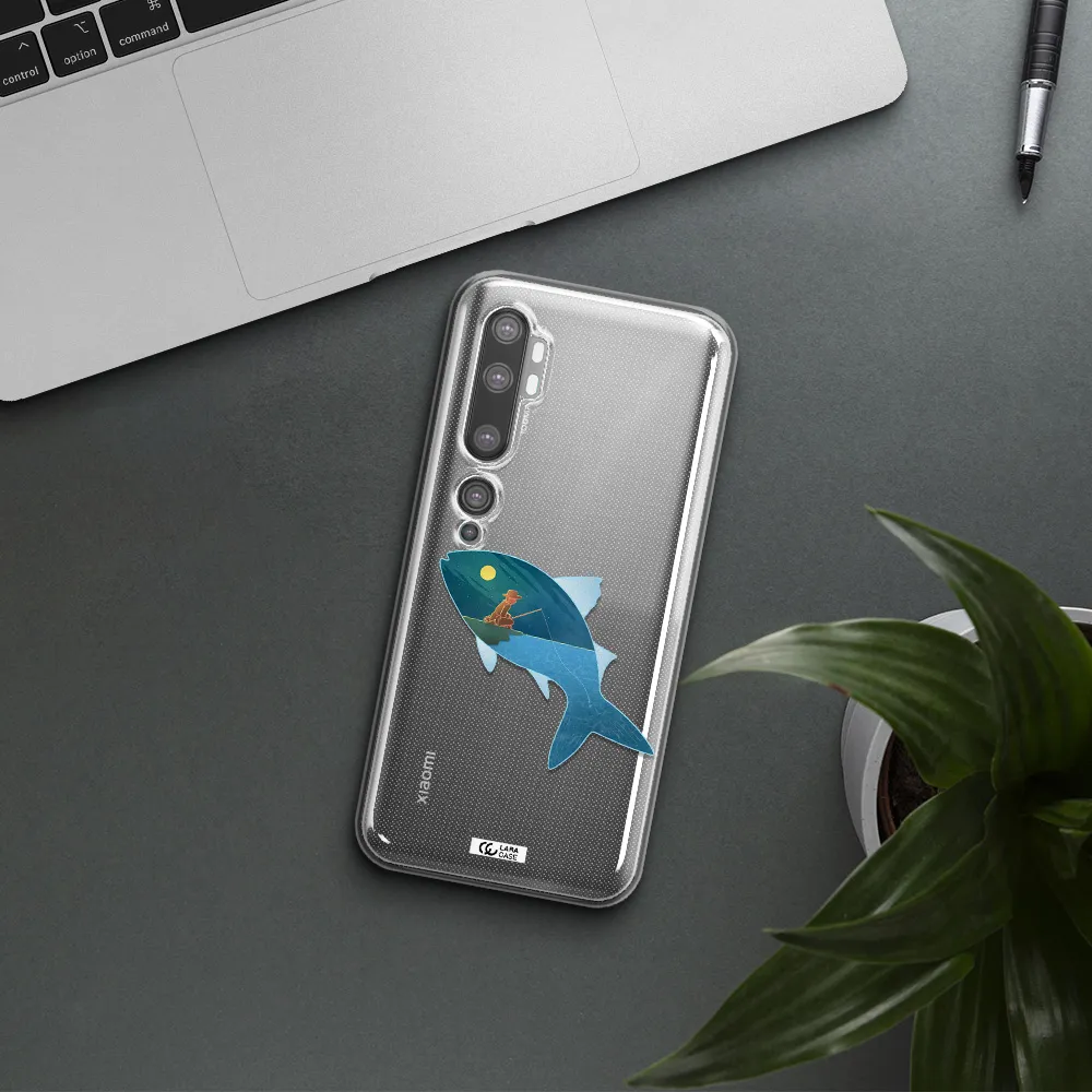 a fish with a man fishing Xiaomi Mi Note 10 Clear TPU Case