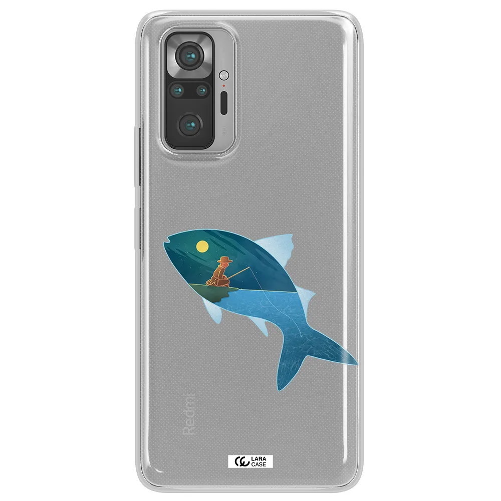 a fish with a man fishing Xiaomi Note 10 Pro Clear TPU Case