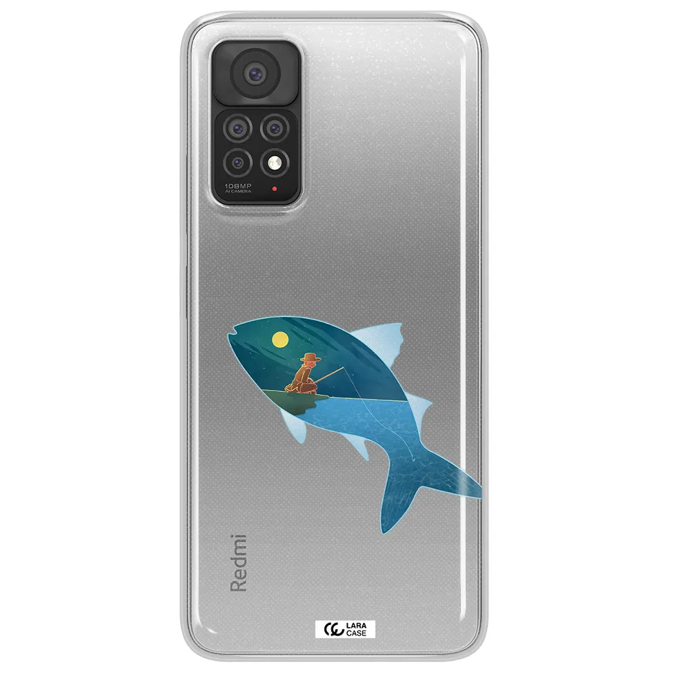 a fish with a man fishing Xiaomi Note 11 Pro Clear TPU Case