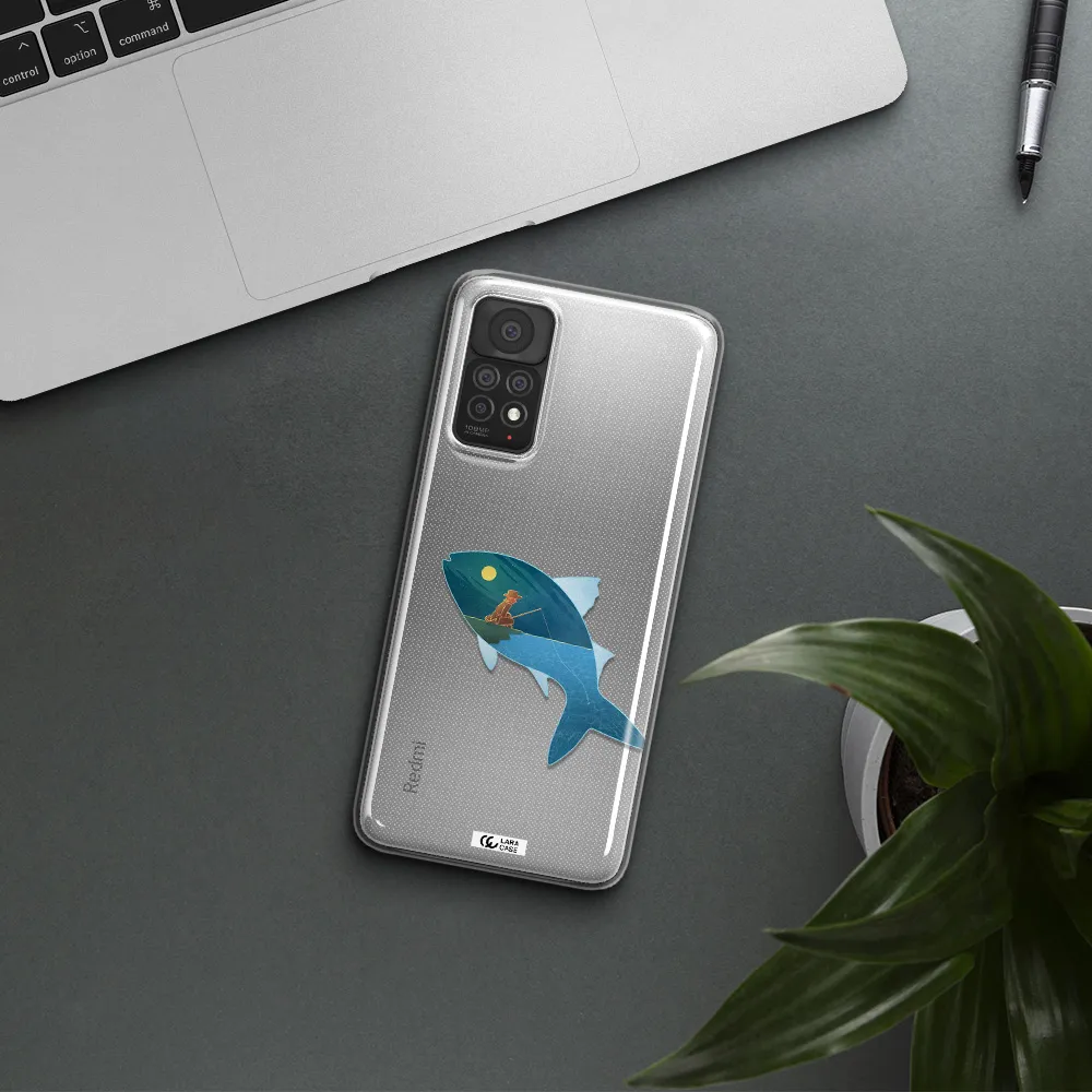 a fish with a man fishing Xiaomi Note 11 Pro Clear TPU Case