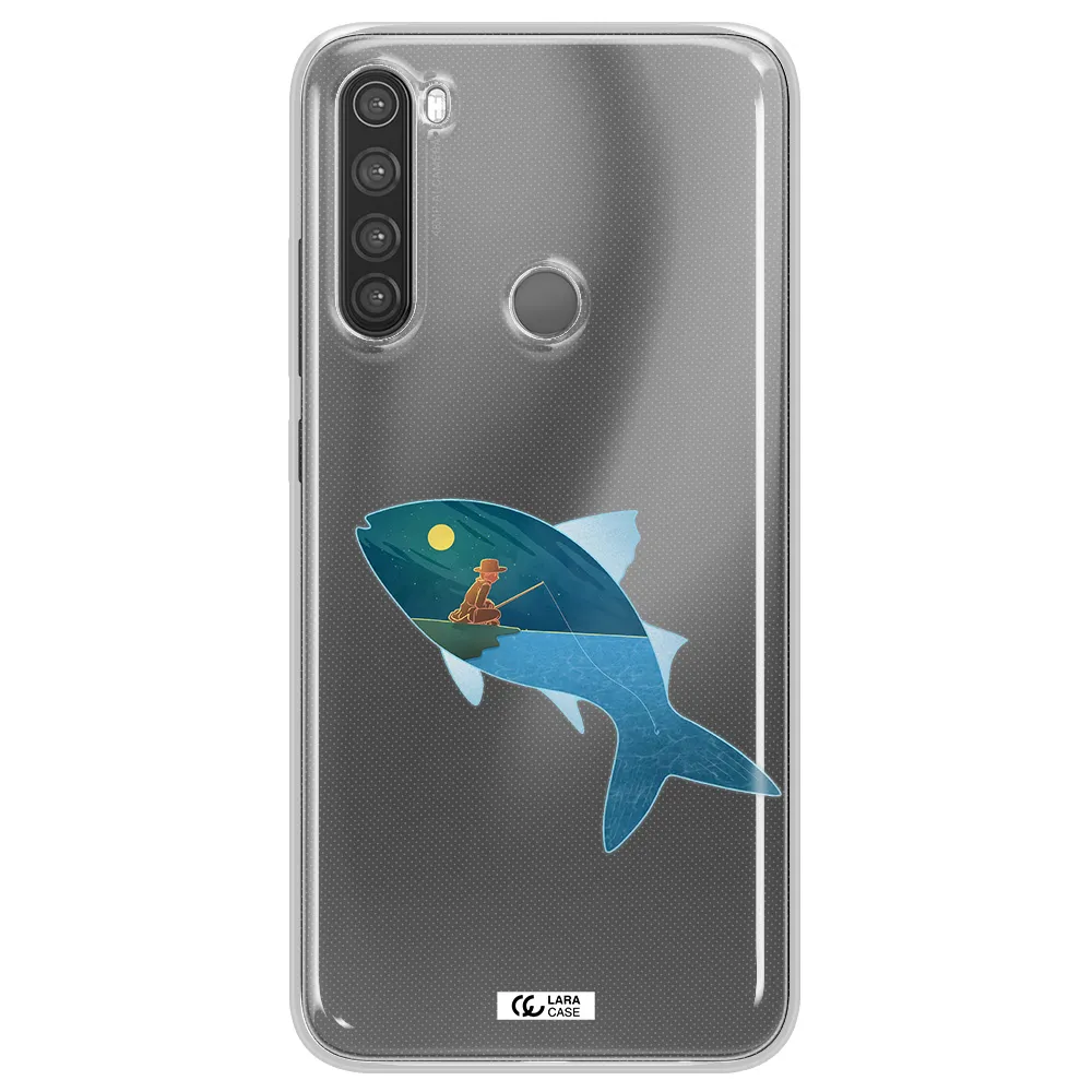 a fish with a man fishing Xiaomi Note 8 Clear TPU Case
