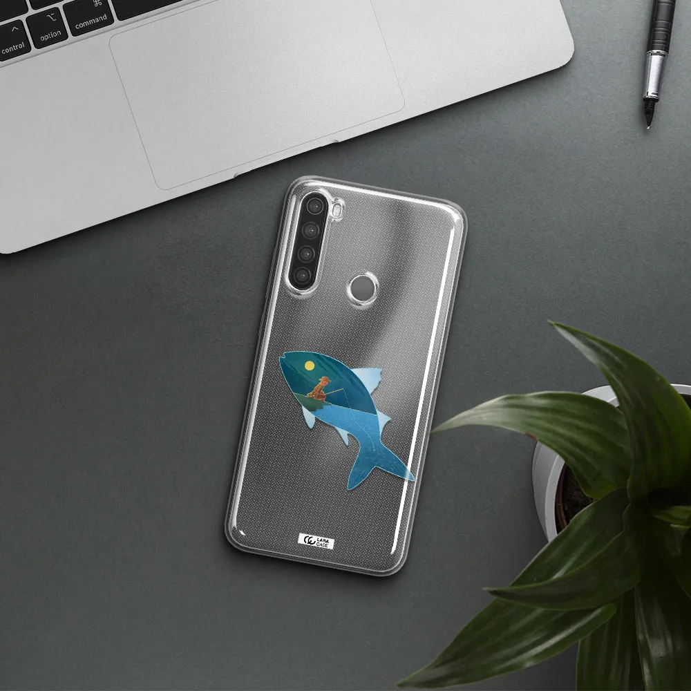 a fish with a man fishing Xiaomi Note 8 Clear TPU Case