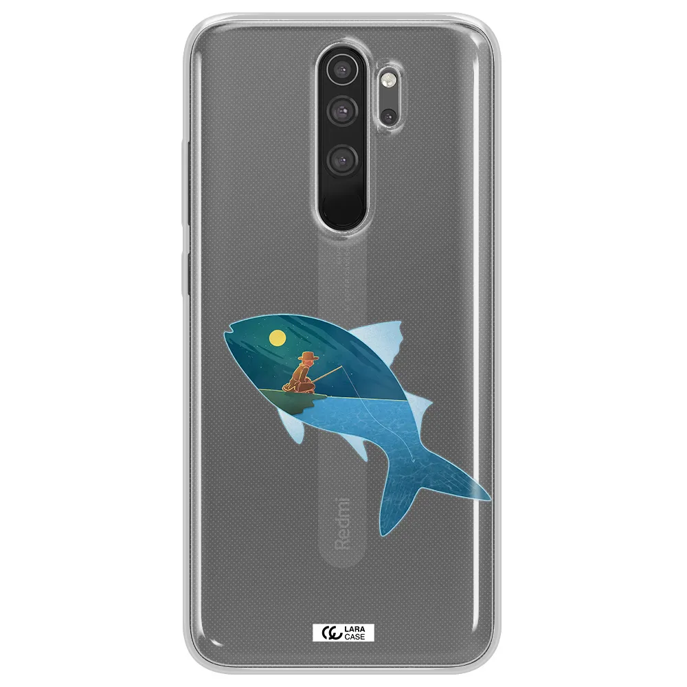 a fish with a man fishing Xiaomi Note 8 Pro Clear TPU Case