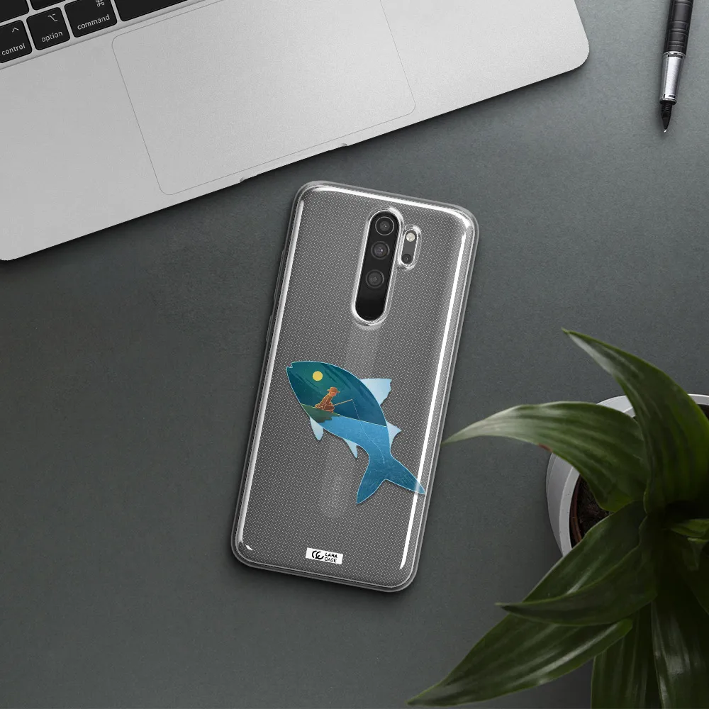 a fish with a man fishing Xiaomi Note 8 Pro Clear TPU Case