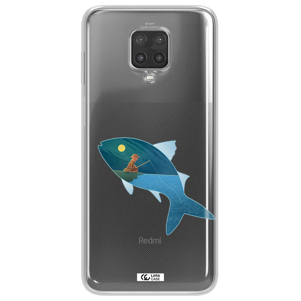 a fish with a man fishing Xiaomi Note 9 Pro Clear TPU Case