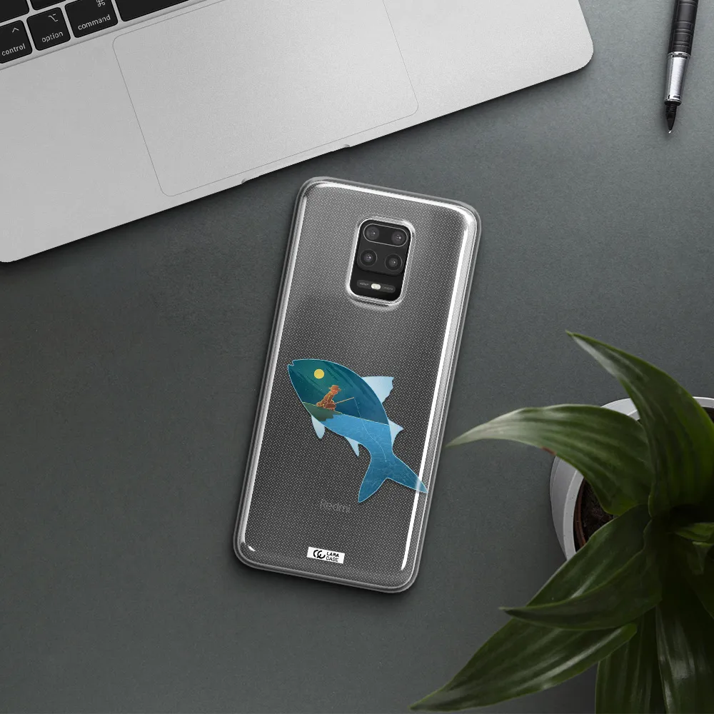 a fish with a man fishing Xiaomi Note 9S Clear TPU Case