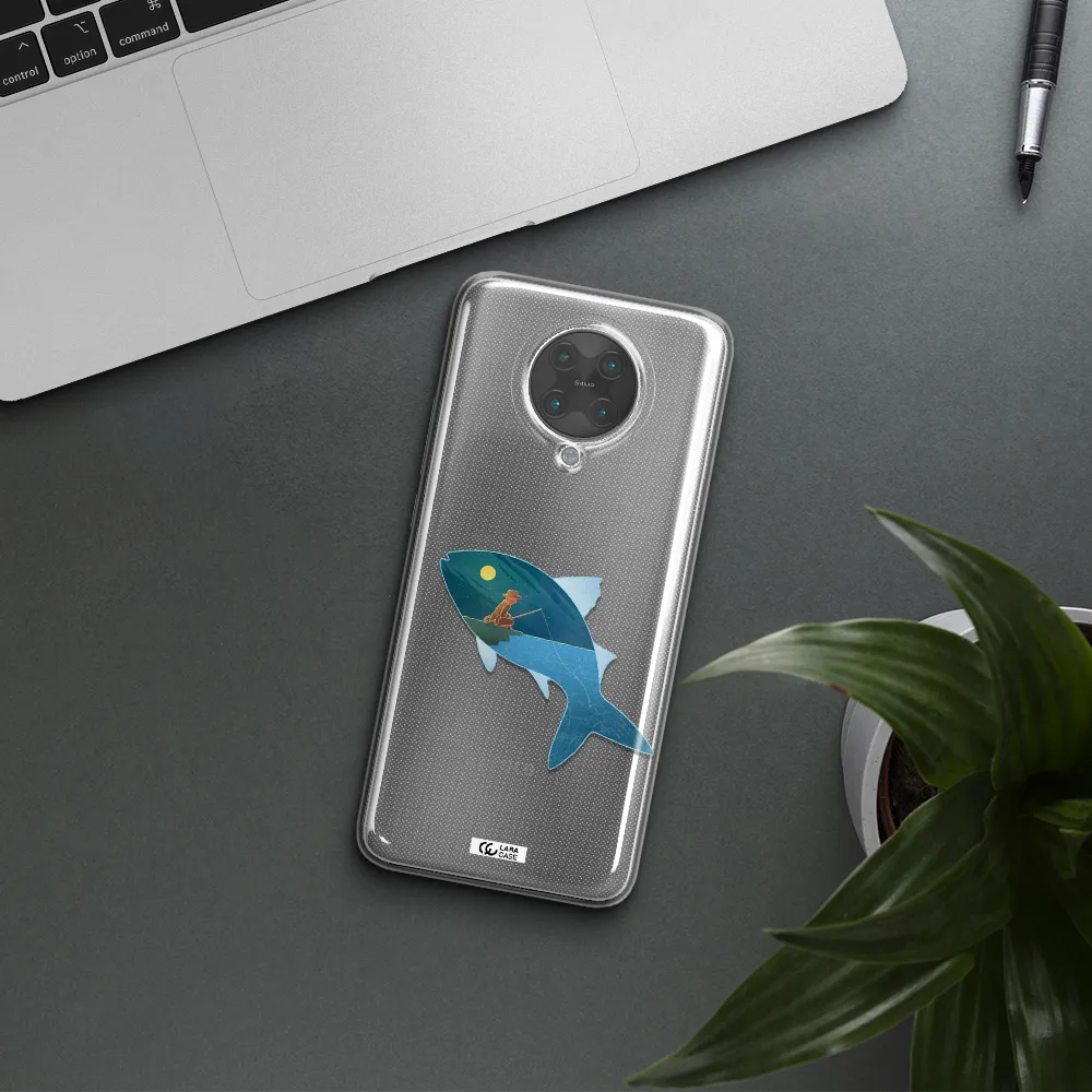 a fish with a man fishing Xiaomi Poco F2 Pro Clear TPU Case