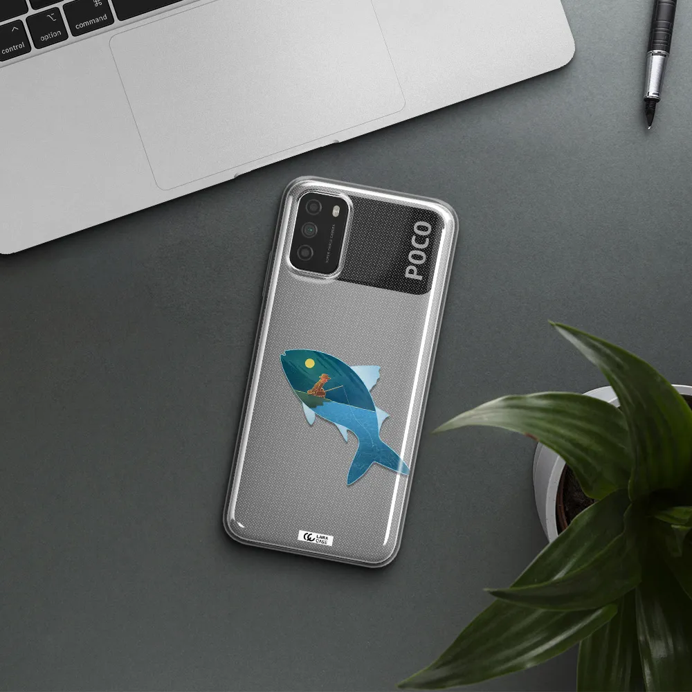 a fish with a man fishing Xiaomi Poco M3 Clear TPU Case