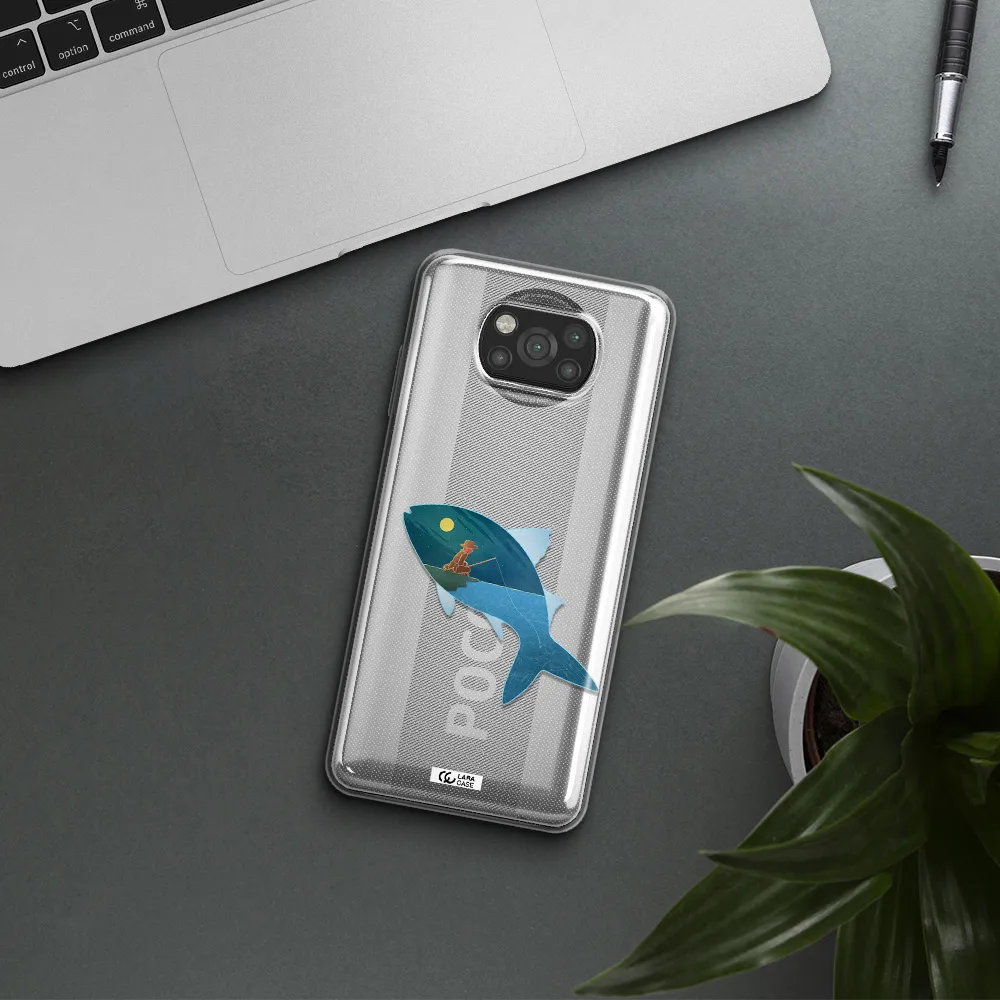 a fish with a man fishing Xiaomi Poco X3 Clear TPU Case