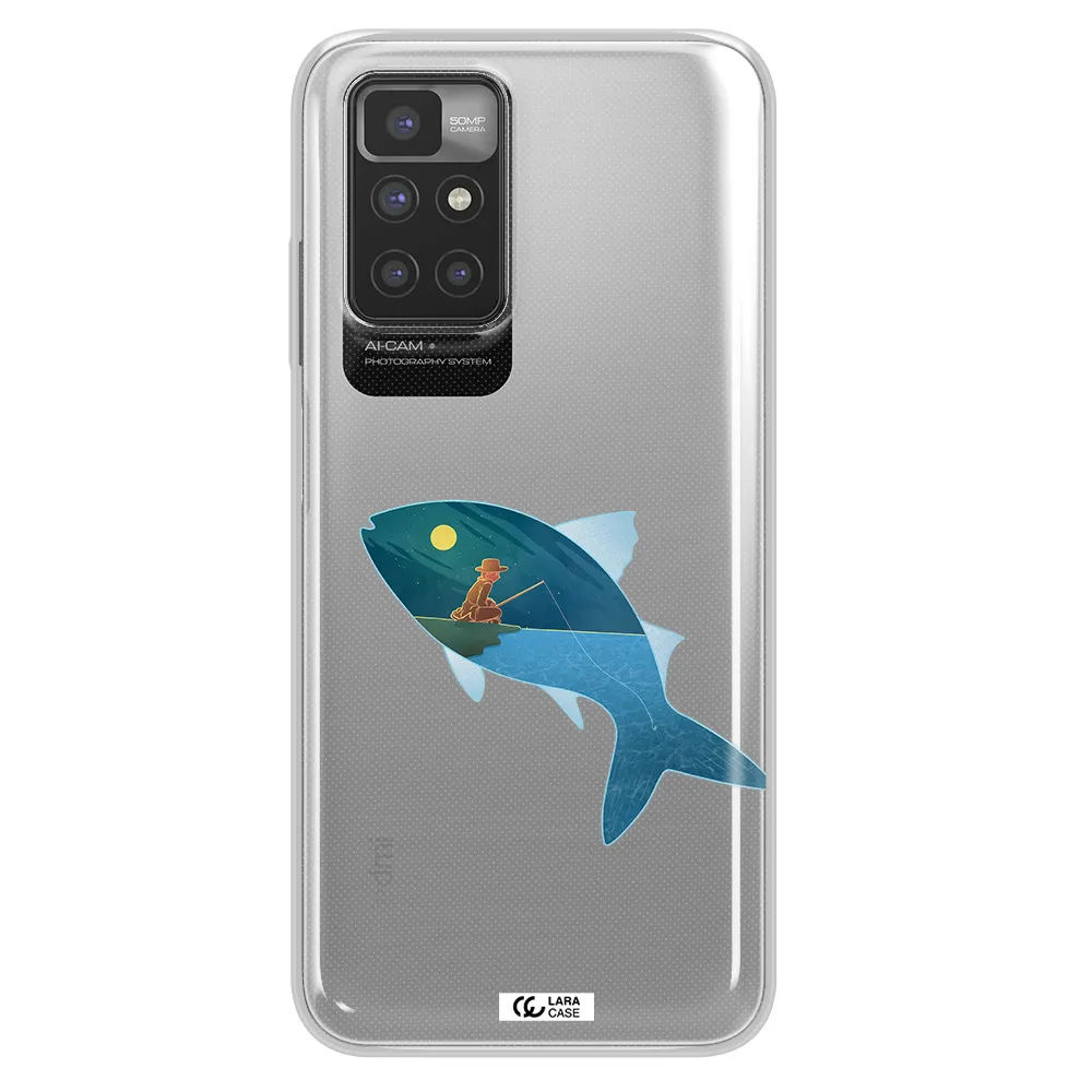 a fish with a man fishing Xiaomi Redmi 10 Clear TPU Case