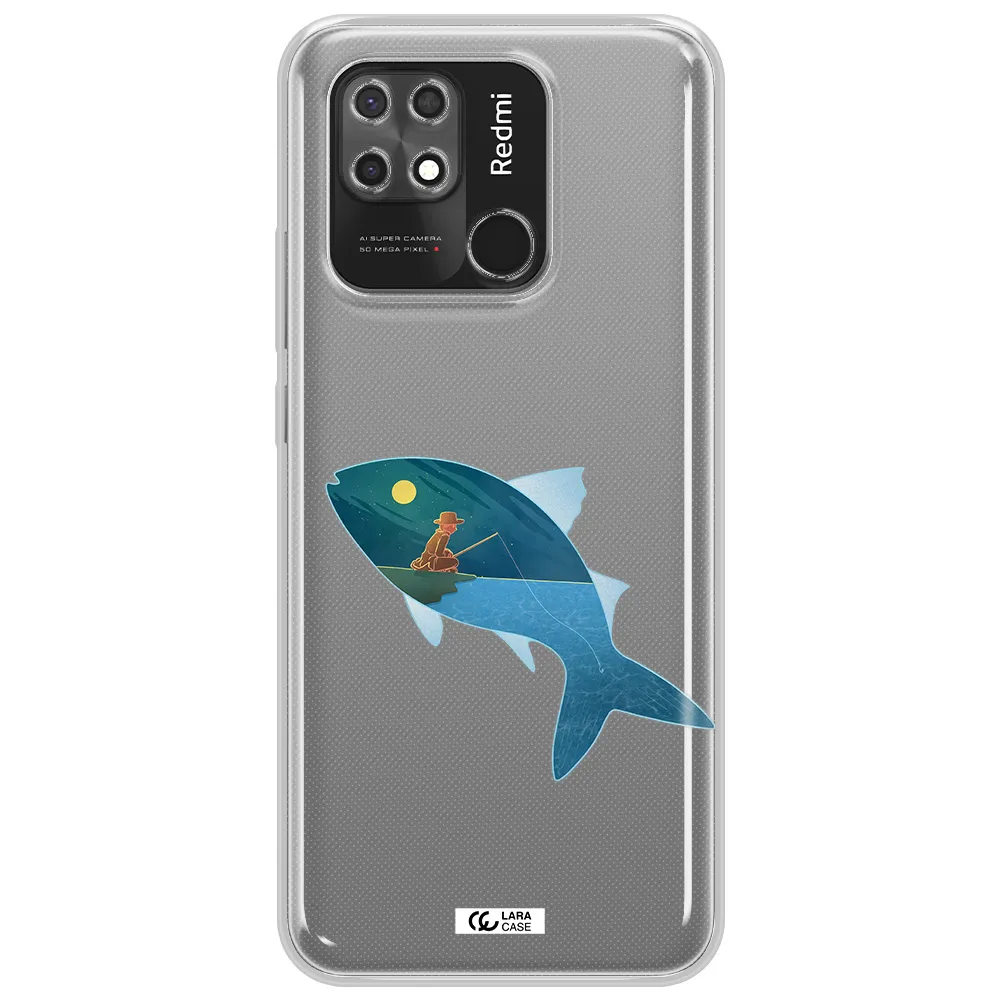 a fish with a man fishing Xiaomi Redmi 10C Clear TPU Case