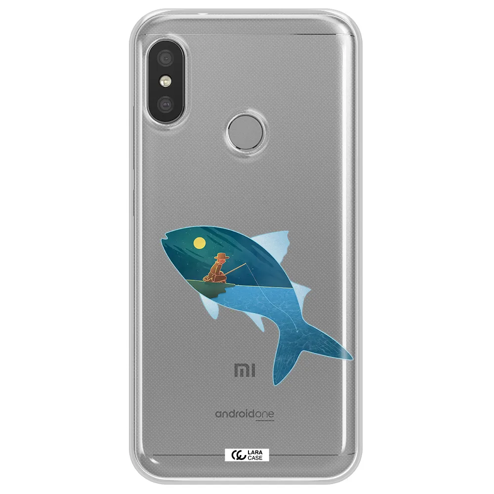a fish with a man fishing Xiaomi Redmi 6 Pro Clear TPU Case