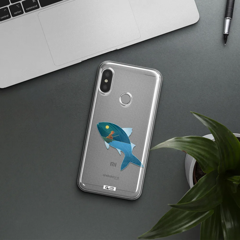 a fish with a man fishing Xiaomi Redmi 6 Pro Clear TPU Case