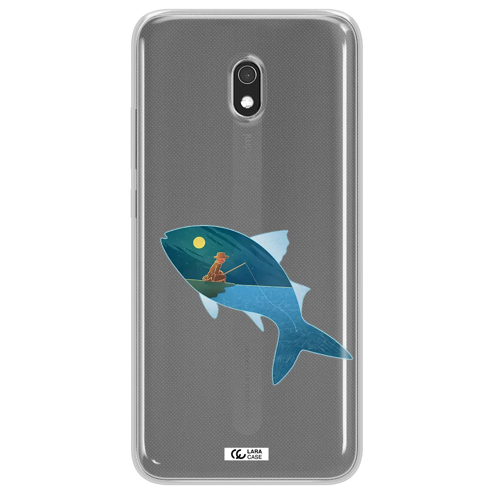 a fish with a man fishing Xiaomi Redmi 8A Clear TPU Case