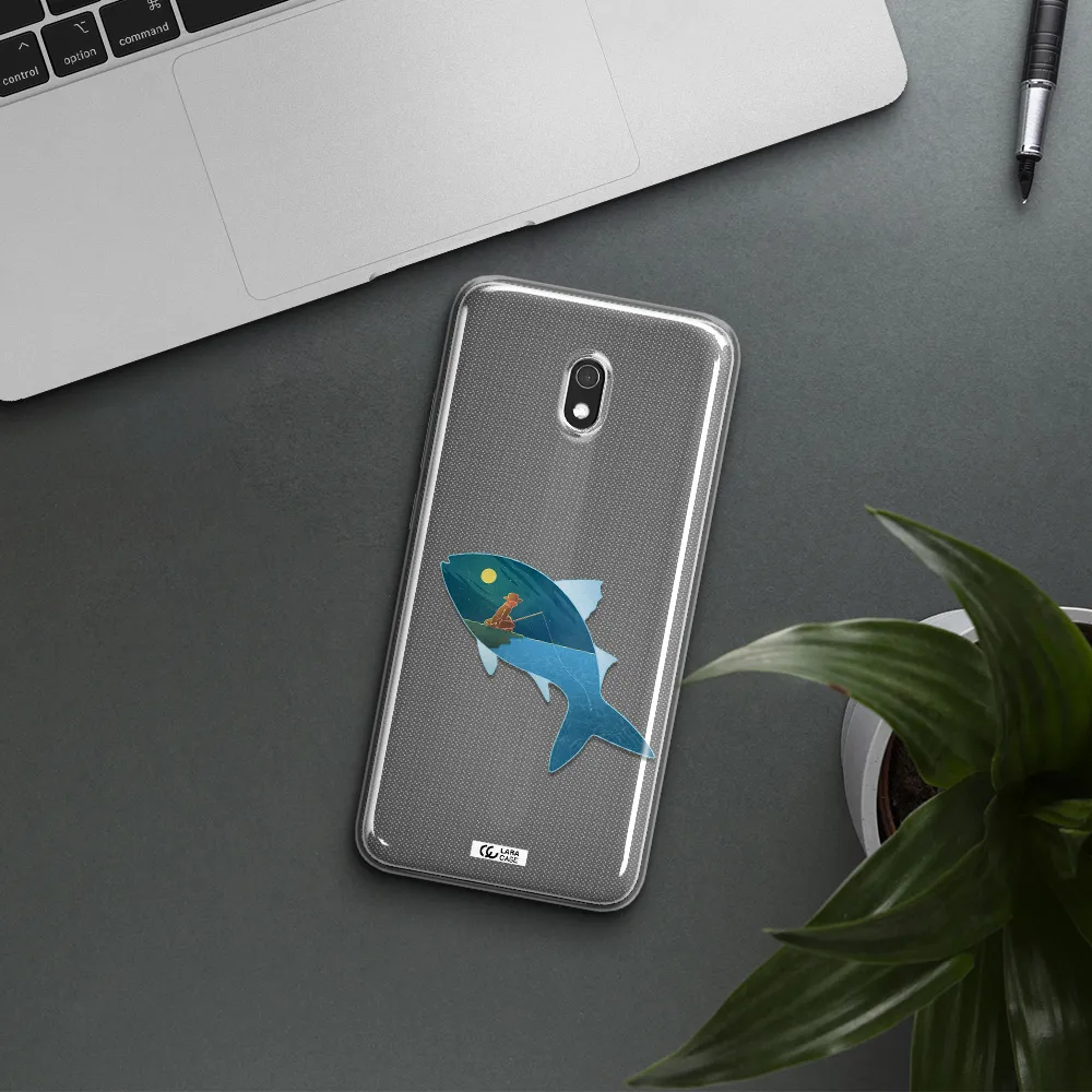 a fish with a man fishing Xiaomi Redmi 8A Clear TPU Case
