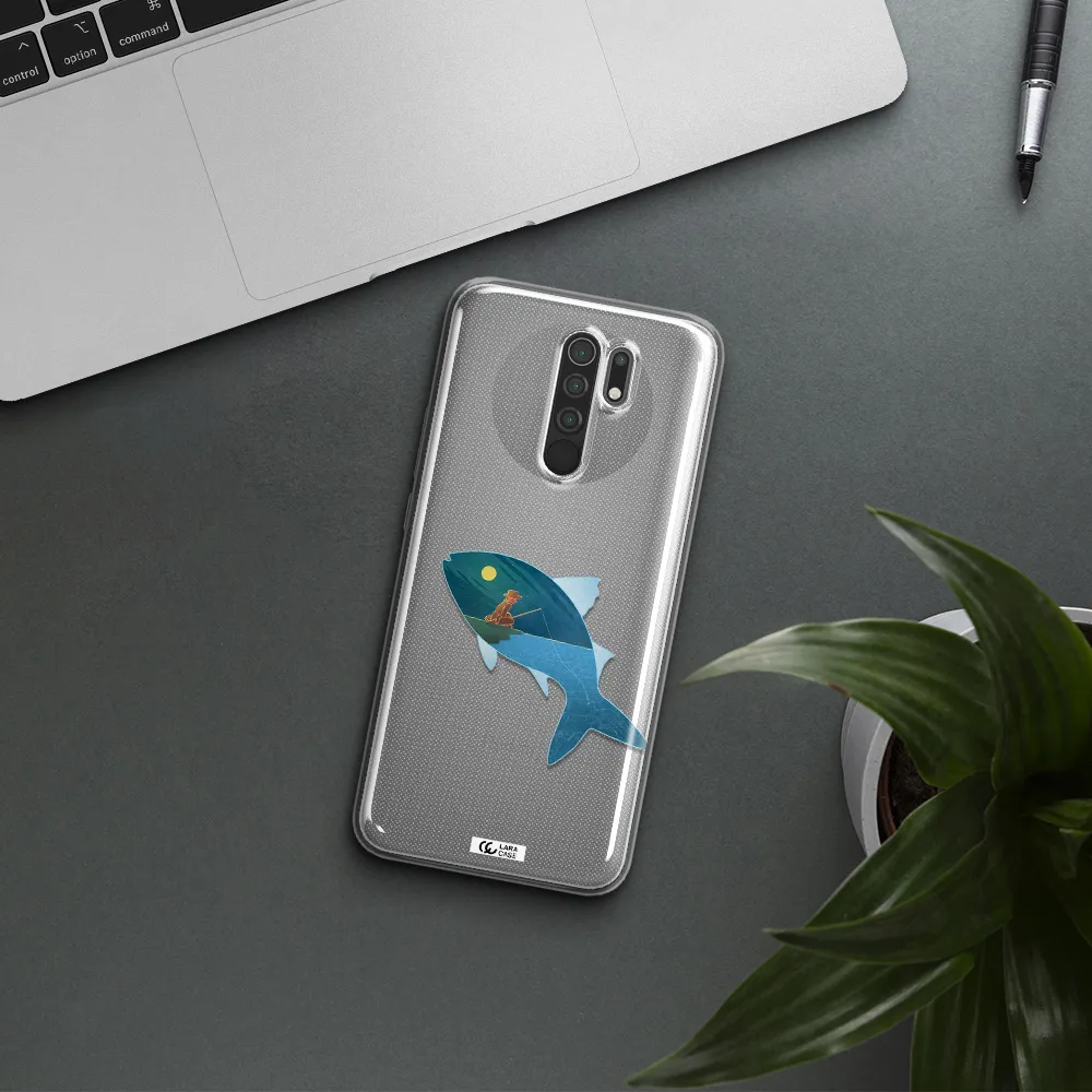a fish with a man fishing Xiaomi Redmi 9 Clear TPU Case