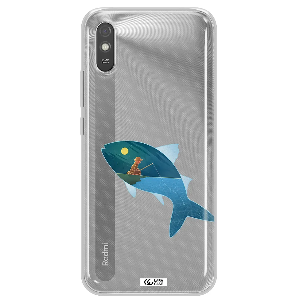 a fish with a man fishing Xiaomi Redmi 9A Clear TPU Case