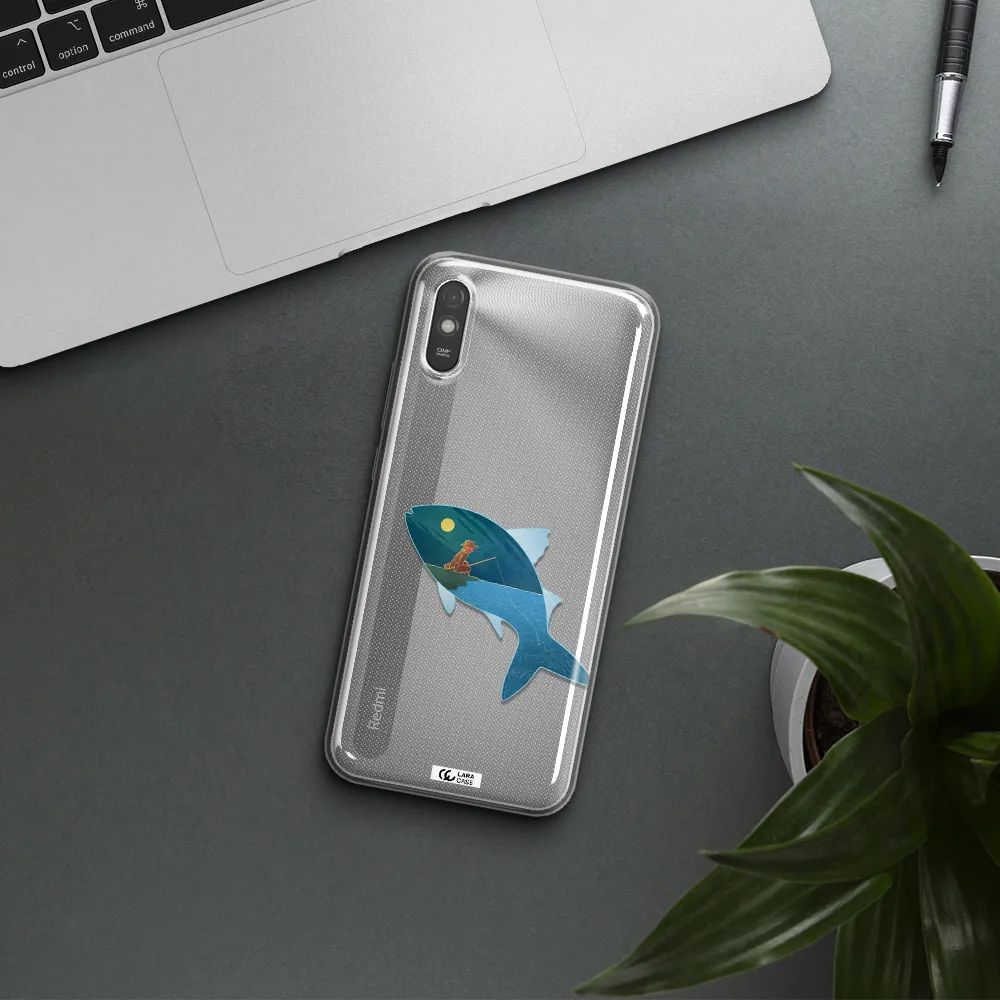 a fish with a man fishing Xiaomi Redmi 9A Clear TPU Case