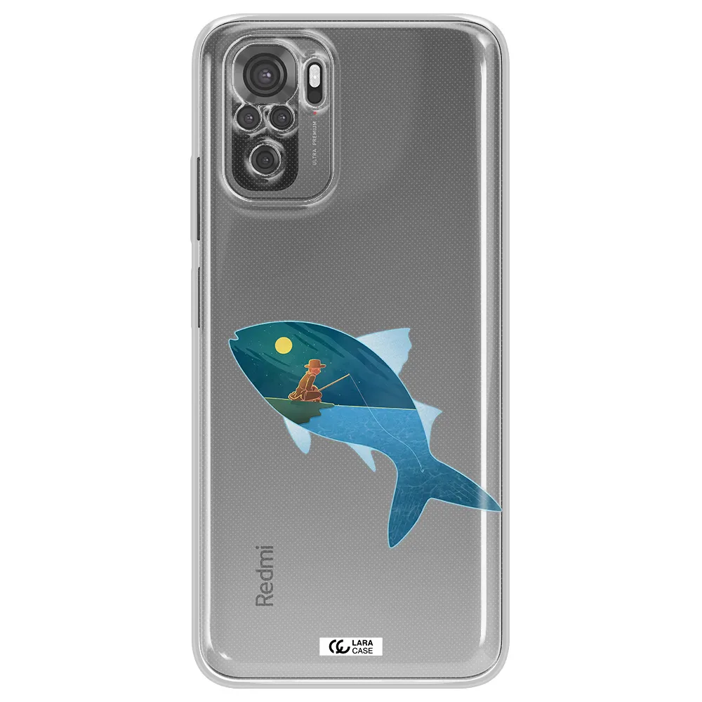 A Fish With A Man Fishing Xiaomi Redmi Note 10S Clear Tpu Case