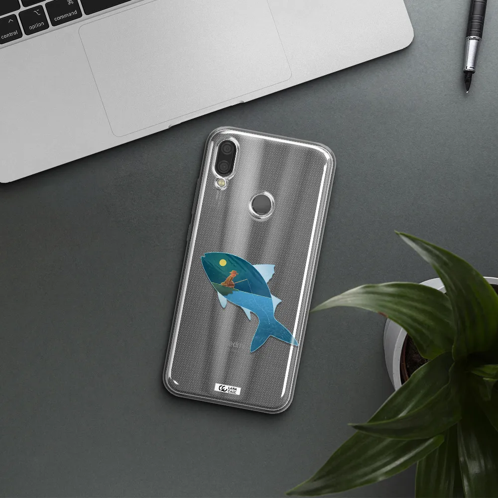 a fish with a man fishing Xiaomi Redmi Note 7 Clear TPU Case