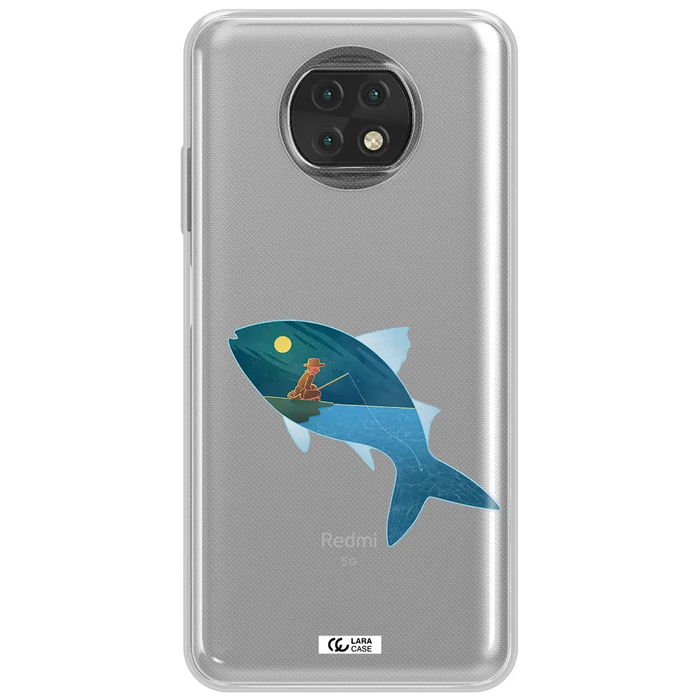 A Fish With A Man Fishing Xiaomi Redmi Note 9T Clear Tpu Case