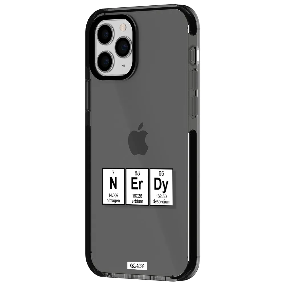 a group of periodic table symbols Apple iPhone 11 pro max impact Smoke Black Case
