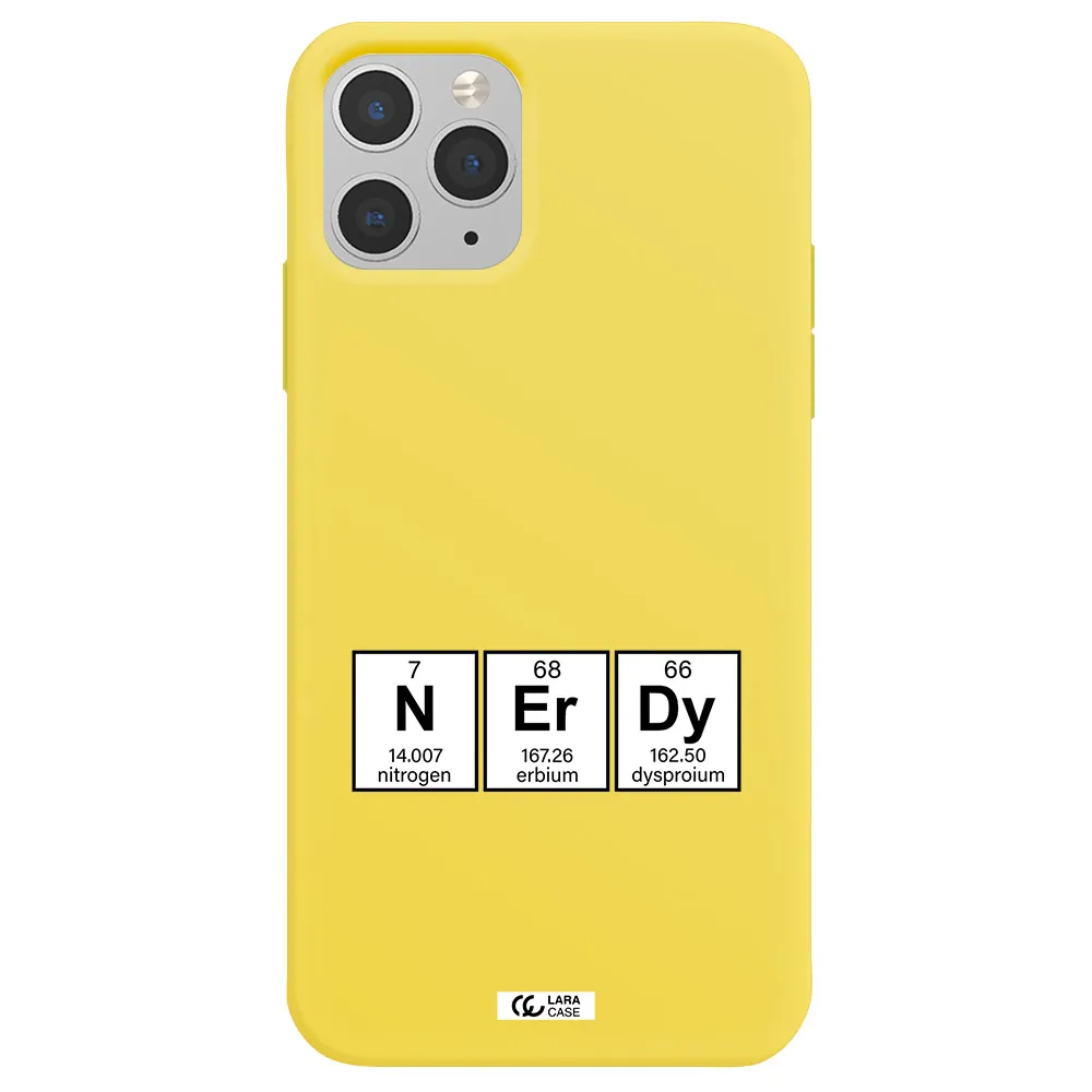 a group of periodic table symbols Apple iPhone 11 pro max Silicone canary yellow Case