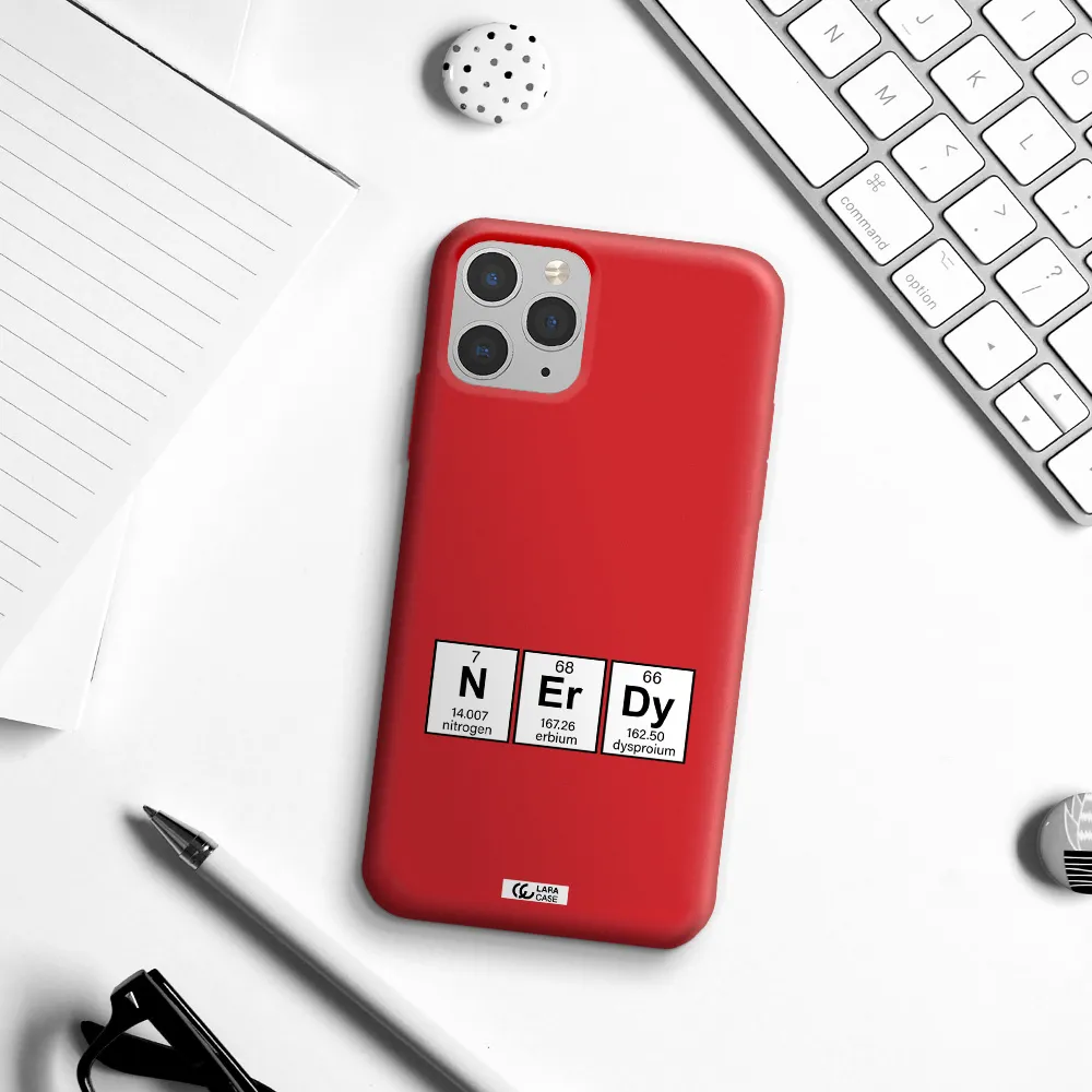 a group of periodic table symbols Apple iPhone 11 pro Silicone Imperial Red Case