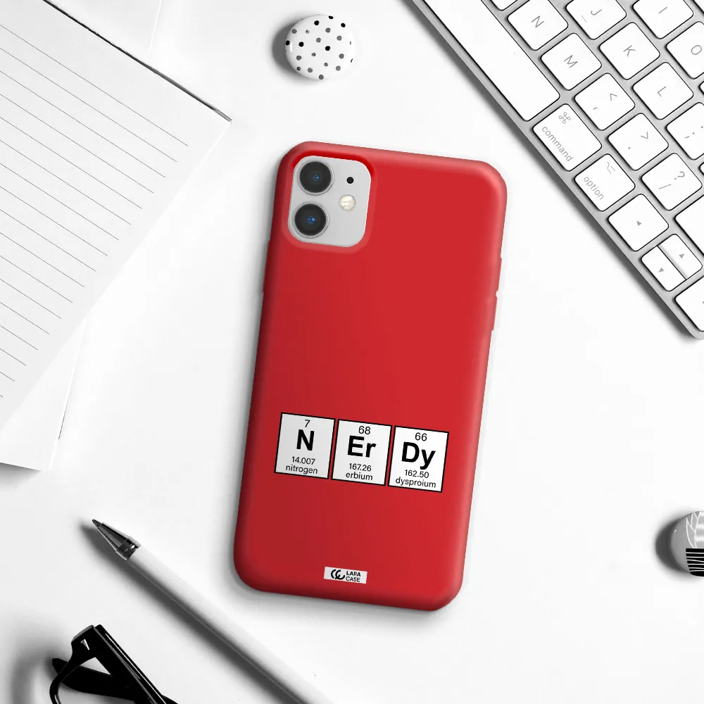 a group of periodic table symbols Apple iPhone 11 Silicone Imperial Red Case