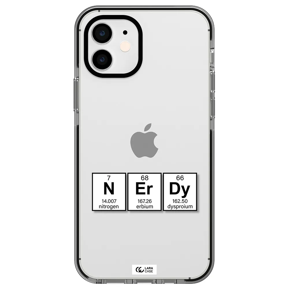 a group of periodic table symbols Apple iPhone 12 impact black border Case