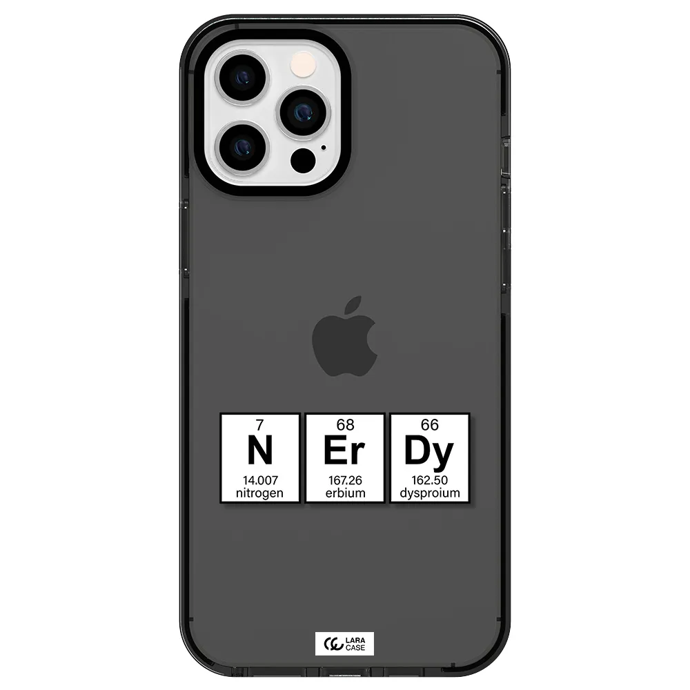 a group of periodic table symbols Apple iPhone 12 pro max impact Smoke Black Case