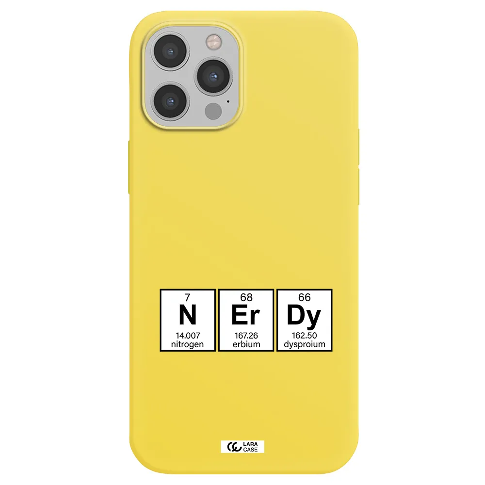 a group of periodic table symbols Apple iPhone 12 pro max Silicone canary yellow Case