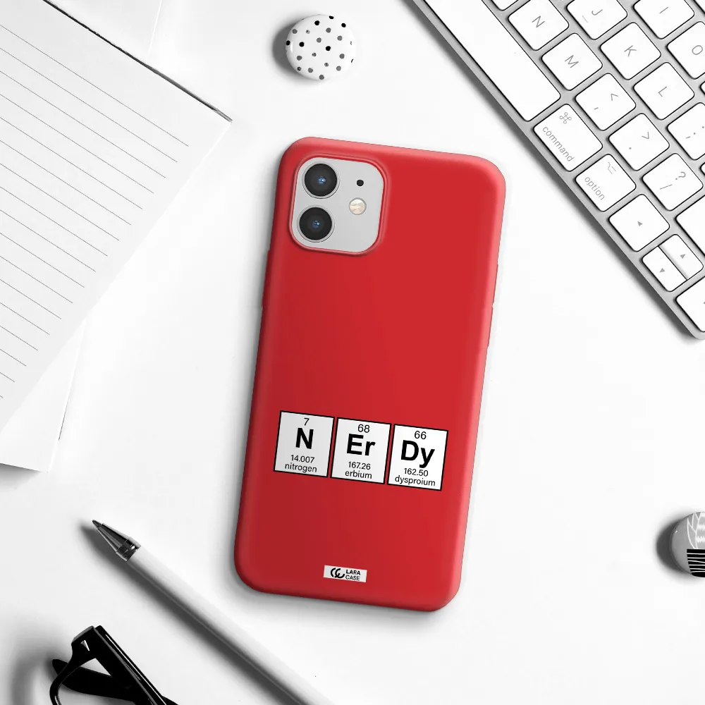 a group of periodic table symbols Apple iPhone 12 Silicone Imperial Red Case