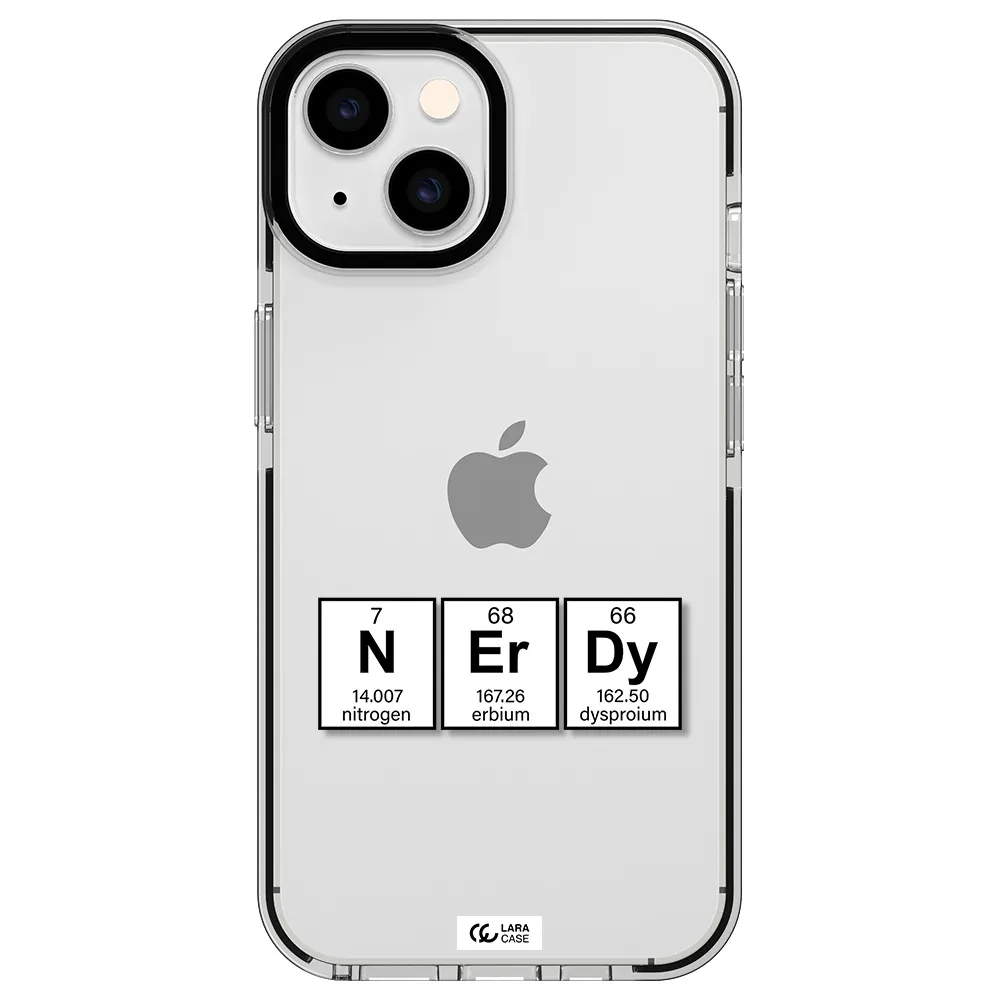 a group of periodic table symbols Apple iPhone 14 impact black border Case
