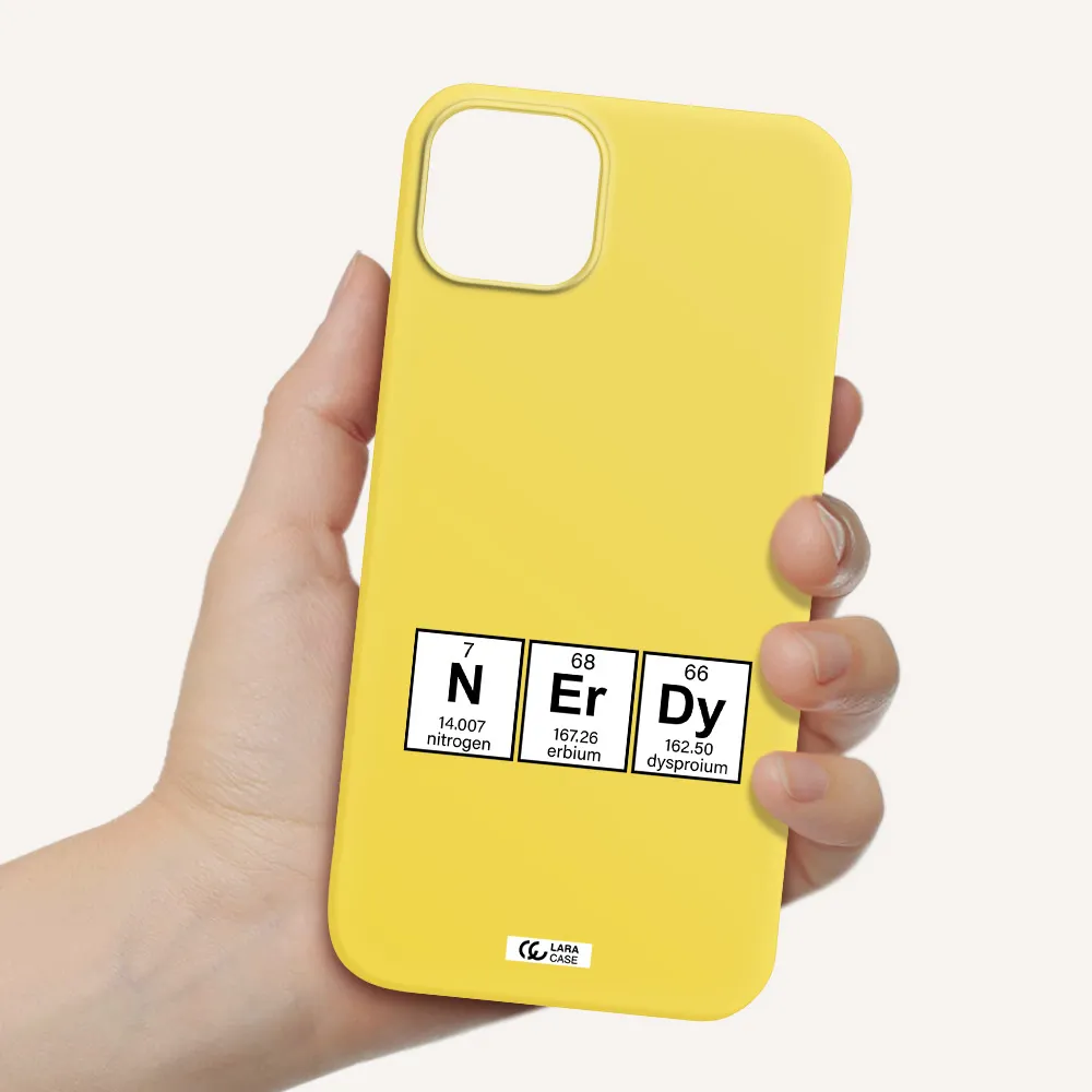 a group of periodic table symbols Apple iPhone 14 plus Silicone canary yellow Case