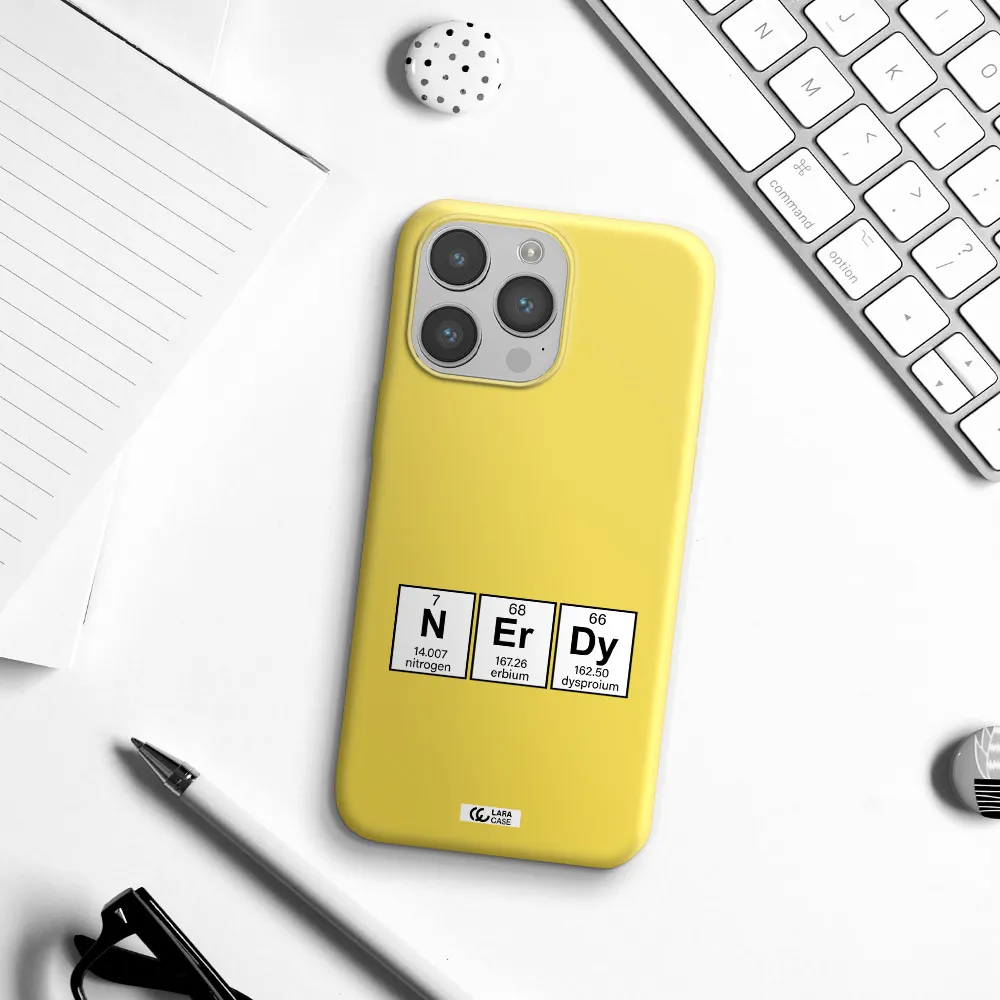 a group of periodic table symbols Apple iPhone 14 pro max Silicone canary yellow Case