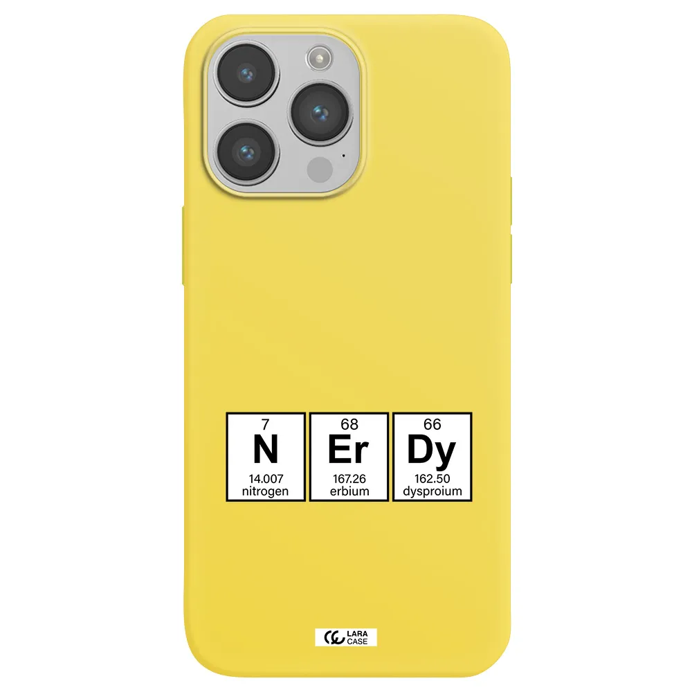 a group of periodic table symbols Apple iPhone 14 pro Silicone canary yellow Case